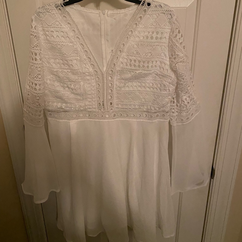 NWOT White 3/4 Sleeve dress bell sleeves cruise All White Party Womens Large.